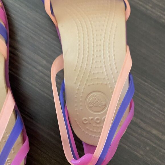 CROCS Huarache ladies Orange & Pink Jelly Open Toe Sandals Women 8 Resort Beach - Picture 12 of 12